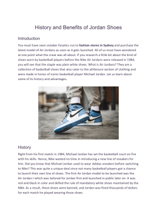 History and Benefits of Jordan Shoes
