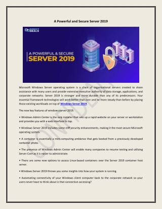 A Powerful and Secure Server 2019