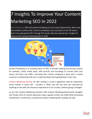 7 Insights To Improve Your Content Marketing SEO In 2022