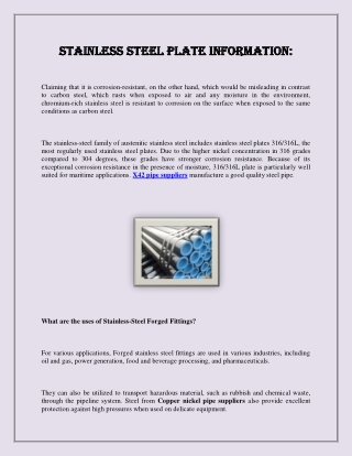 Stainless steel plate information
