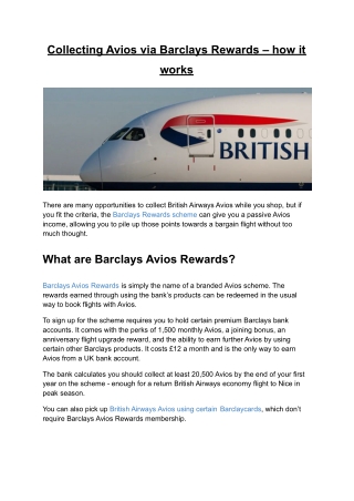 Collecting Avios via Barclays Rewards – how it works