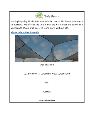 Shade Sails Online Australia  Shadematters.com.au