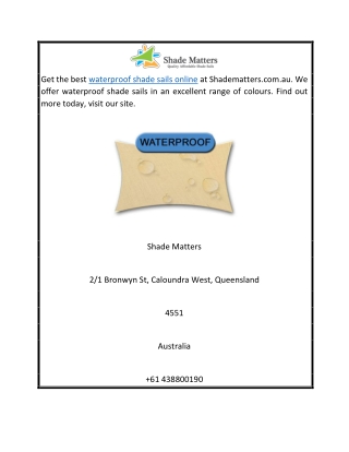 Waterproof Shade Sails Online  Shadematters.com.au