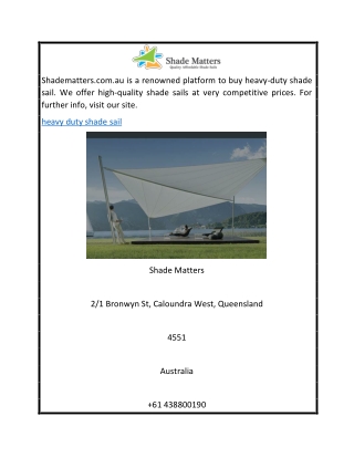 Heavy Duty Shade Sail  Shadematters.com.au