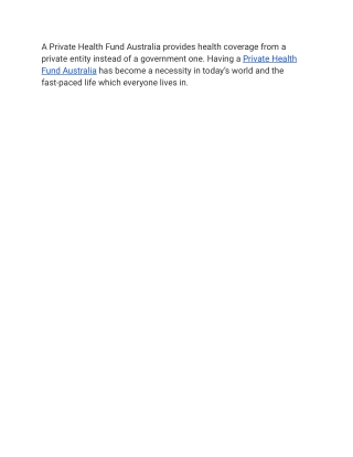 Private Health Fund Australia