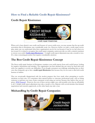 How to Find a Reliable Credit Repair Kissimmee