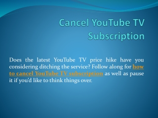 Cancel YouTube TV Subscription