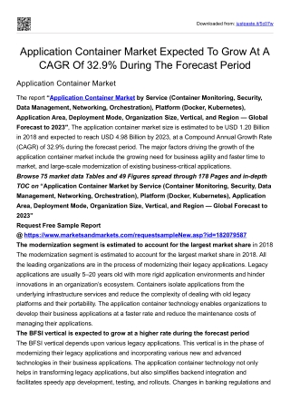 Application Container Market Expected To Grow At A CAGR Of 32.9% During The Fore