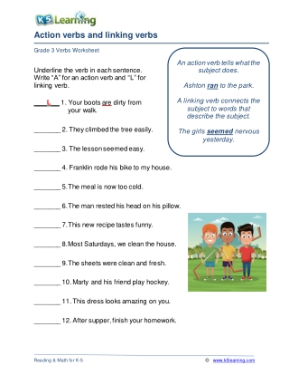 grade-3-action-linking-verbs-a