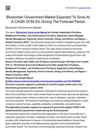 Blockchain Government Market Expected To Grow At A CAGR Of 84.5% During The Fore