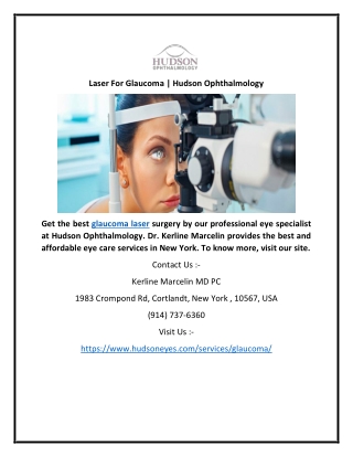 Laser For Glaucoma | Hudson Ophthalmology