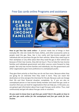 Free Gas cards online Programs and assistance