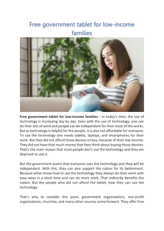 Free government tablet for low-income families