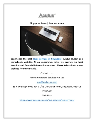 Singapore Taxes | Acutus-ca.com