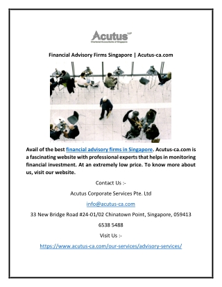 Financial Advisory Firms Singapore | Acutus-ca.com