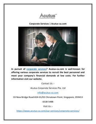 Corporate Services | Acutus-ca.com