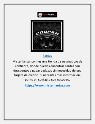 Llantas | Misterllantas.com