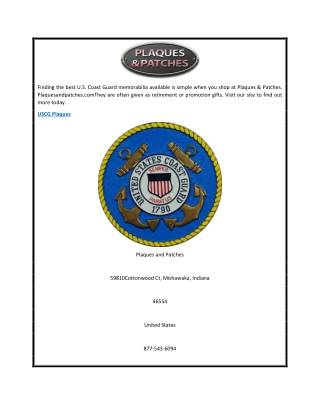 Uscg Plaques  Plaquesandpatches.com