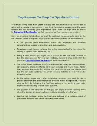 Top Reasons To Shop Car Speakers Online