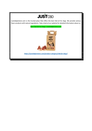 Best Cbd Oil For Dogs  Justcbdpetstore.com
