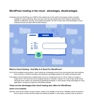 WordPress hosting in the cloud  advantages disadvantages
