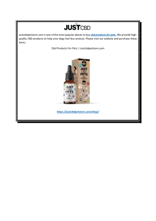 Cbd Products For Pets  Justcbdpetstore.com
