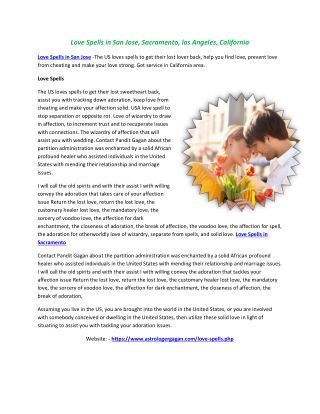 Love Spells in San Jose, Sacramento, los Angeles, California