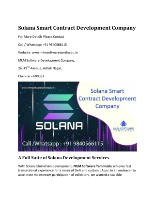 Solana Smart Contract Development Company