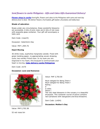 Send flowers to cavite Philippines - Gifts and Cakes Gifts Guaranteed Delivery!
