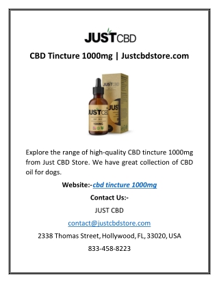 CBD Tincture 1000mg | Justcbdstore.com