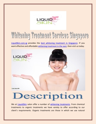 Whitening Treatment Services Singapore