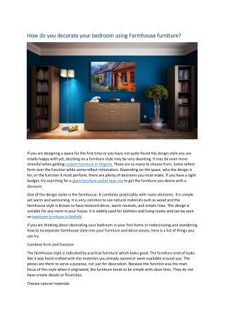 How do you decorate your bedroom using Farmhouse furniture