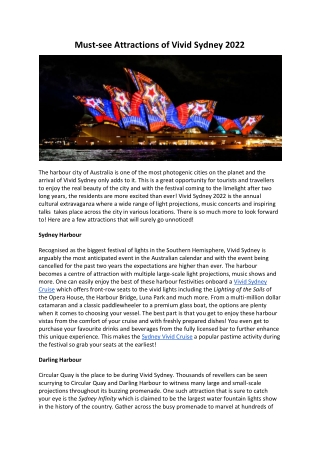 Must-see Attractions of Vivid Sydney 2022