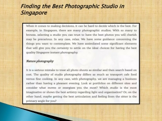 Finding the Best Photographic Studio in Singapore