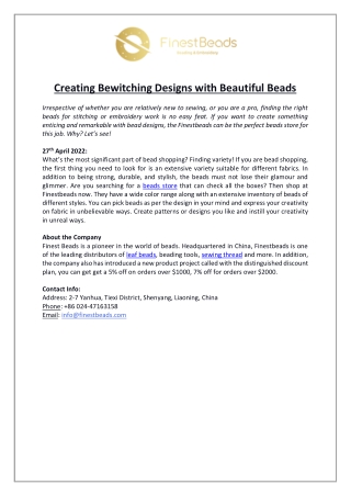 Creating Bewitching Designs with Beautiful Beads