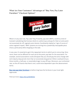 What Are Your Customers' Advantages of _Buy Now, Pay Later Furniture_ Checkout Options_