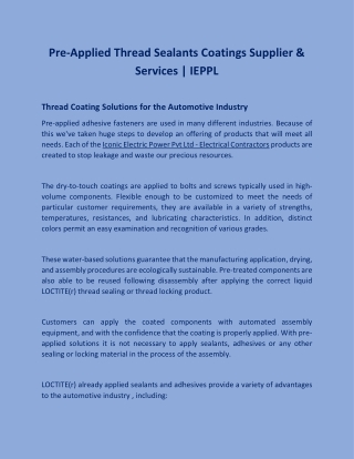Iconic Electric Power Pvt Ltd - Electrical Contractors