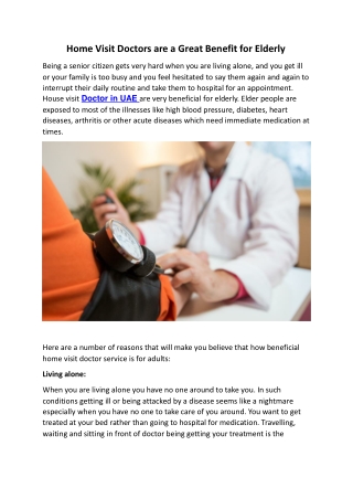 Home Visit Doctors are a Great Benefit for Elderly