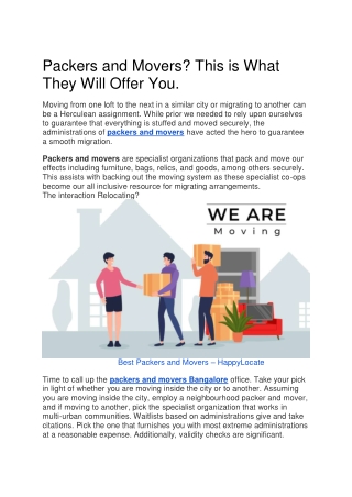 Packers and Mover what they will offer you