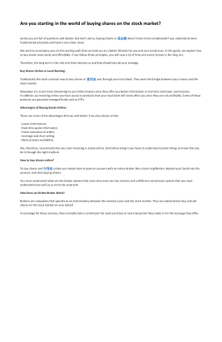 Are you starting in the world of buying shares on the stock market