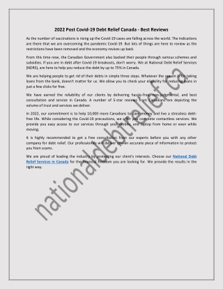 2022 Post Covid-19 Debt Relief Canada - Best Reviews