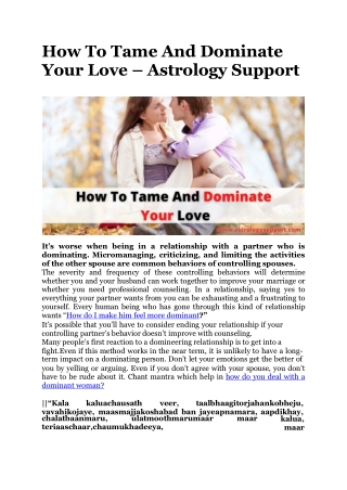 How To Tame And Dominate Your Love – Astrology Support