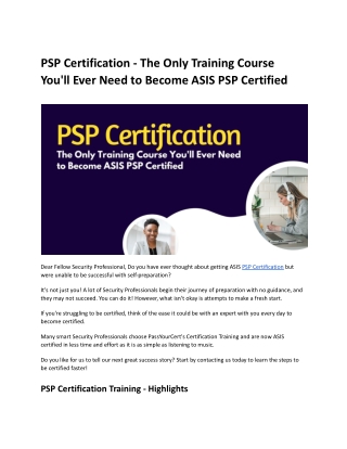PSP Certification - The Only Training Course You'll Ever Need to Become ASIS PSP