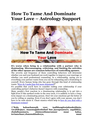 How To Tame And Dominate Your Love – Astrology Support