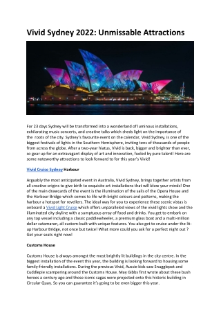 Vivid Sydney 2022- Unmissable Attractions