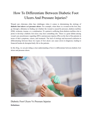 How To Differentiate Between Diabetic Foot Ulcers And Pressure Injuries?