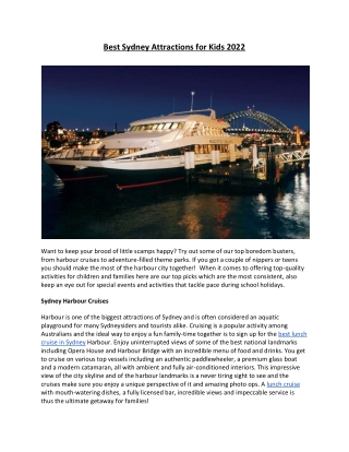 Best Sydney Attractions for Kids 2022