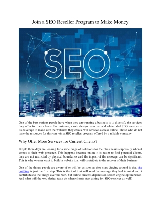Join a SEO Reseller Program to Make Money