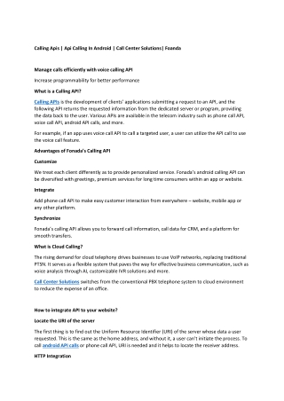 calling apis | api calling in android | Call Center Solutions | Foanda