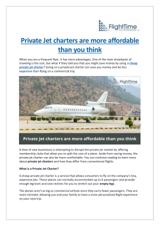 Why Private Jet charters are more affordable than you think?